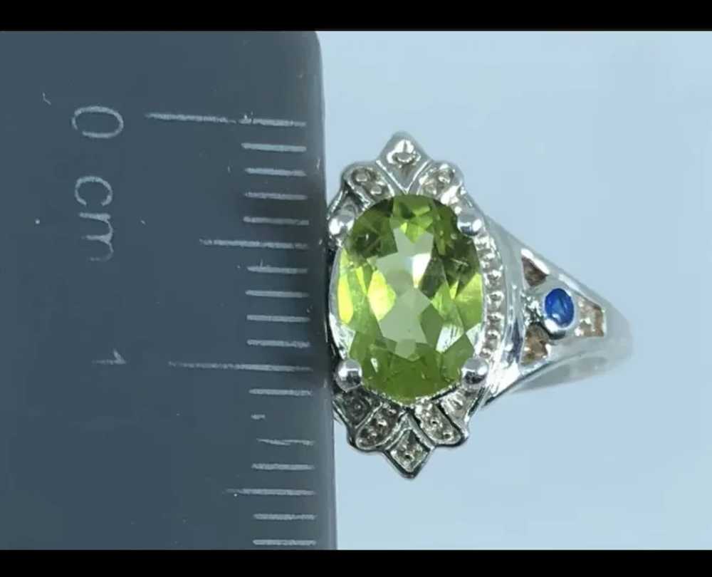 14k Peridot & Sapphire Ring, free resize - image 2