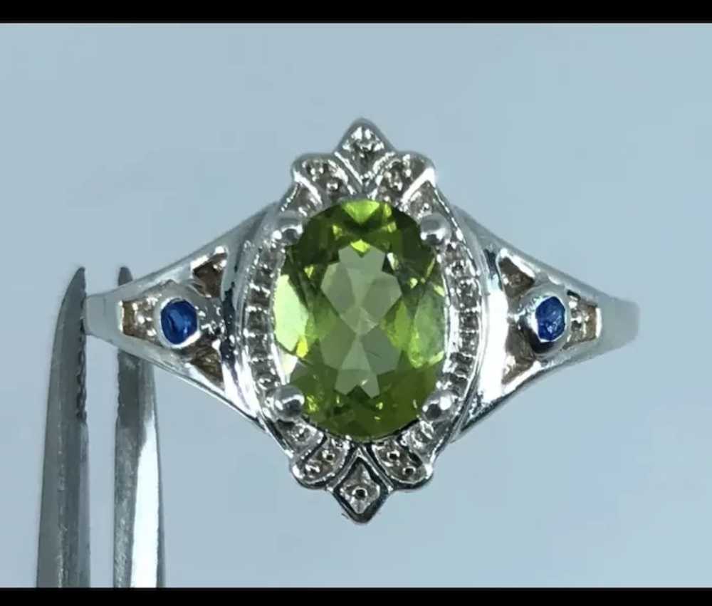 14k Peridot & Sapphire Ring, free resize - image 4