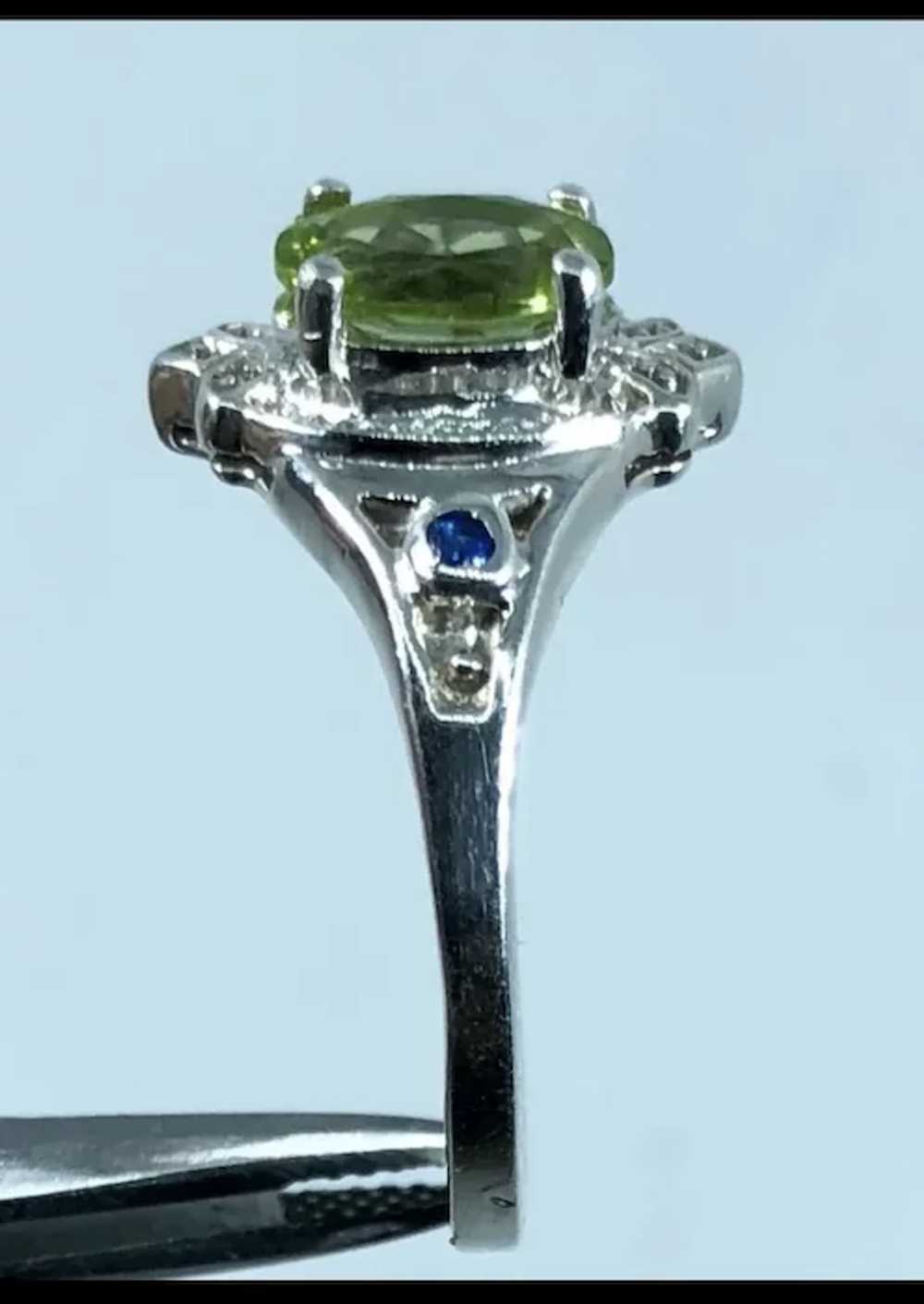 14k Peridot & Sapphire Ring, free resize - image 7