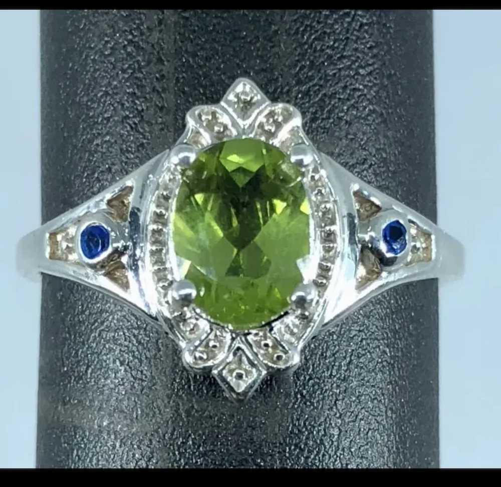 14k Peridot & Sapphire Ring, free resize - image 8