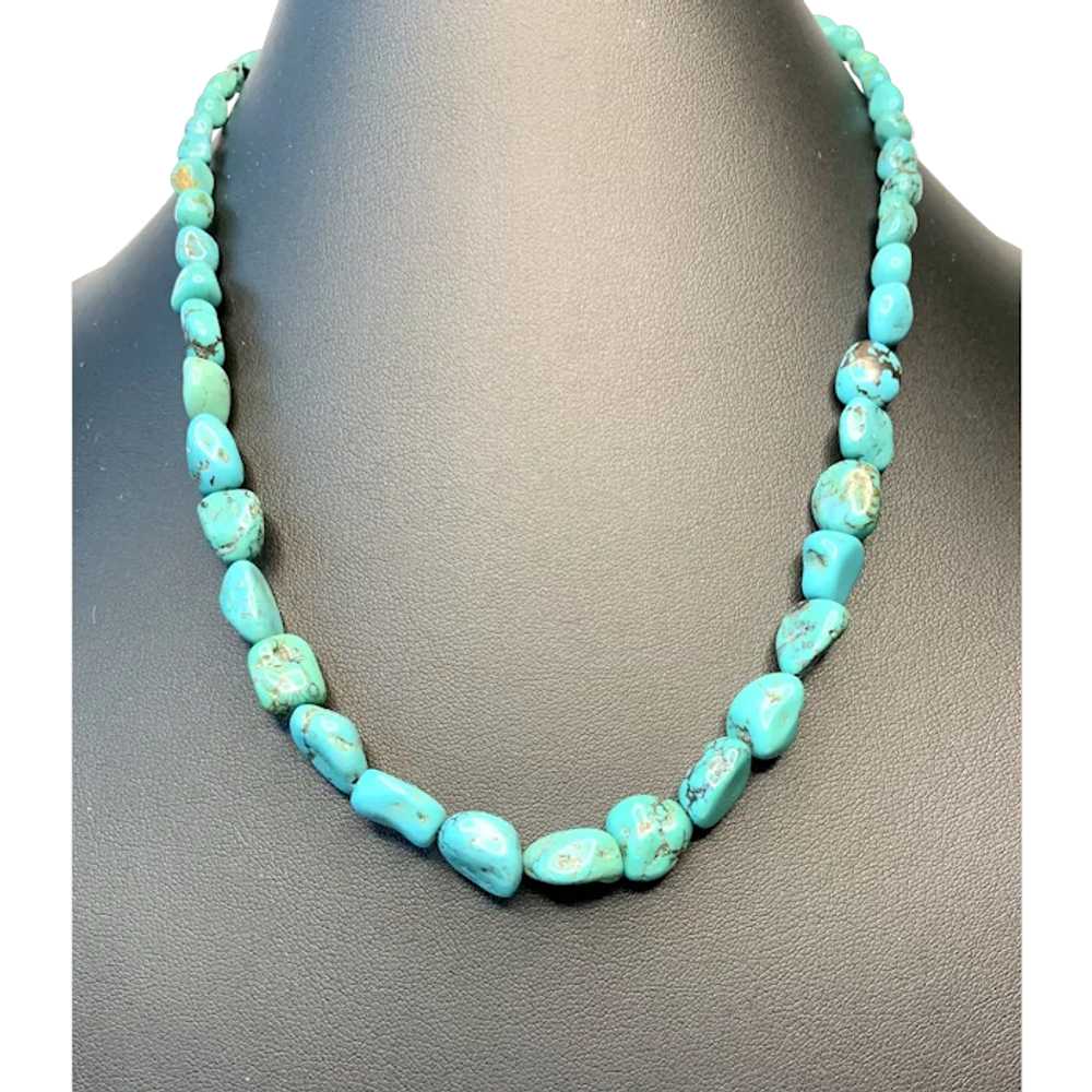 Genuine Hubei Turquoise and Sterling Silver Neckl… - image 1