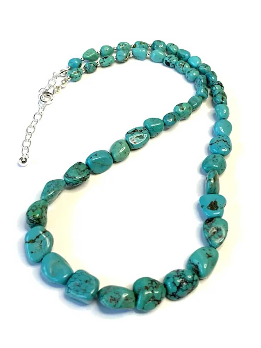 Genuine Hubei Turquoise and Sterling Silver Neckl… - image 2