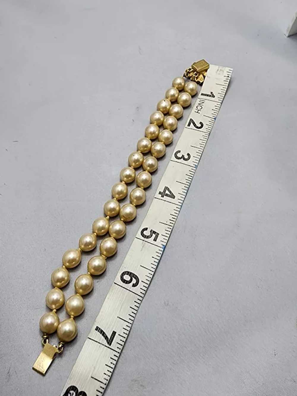 Vintage Signed Vendome Glass Pearl Bracelet [A761] - image 4