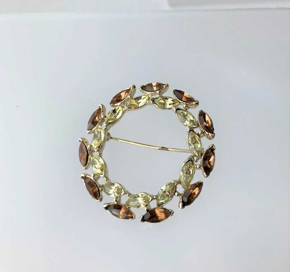 Topaz and Jonquil Marquis Rhinestones Eternity Pin - image 2