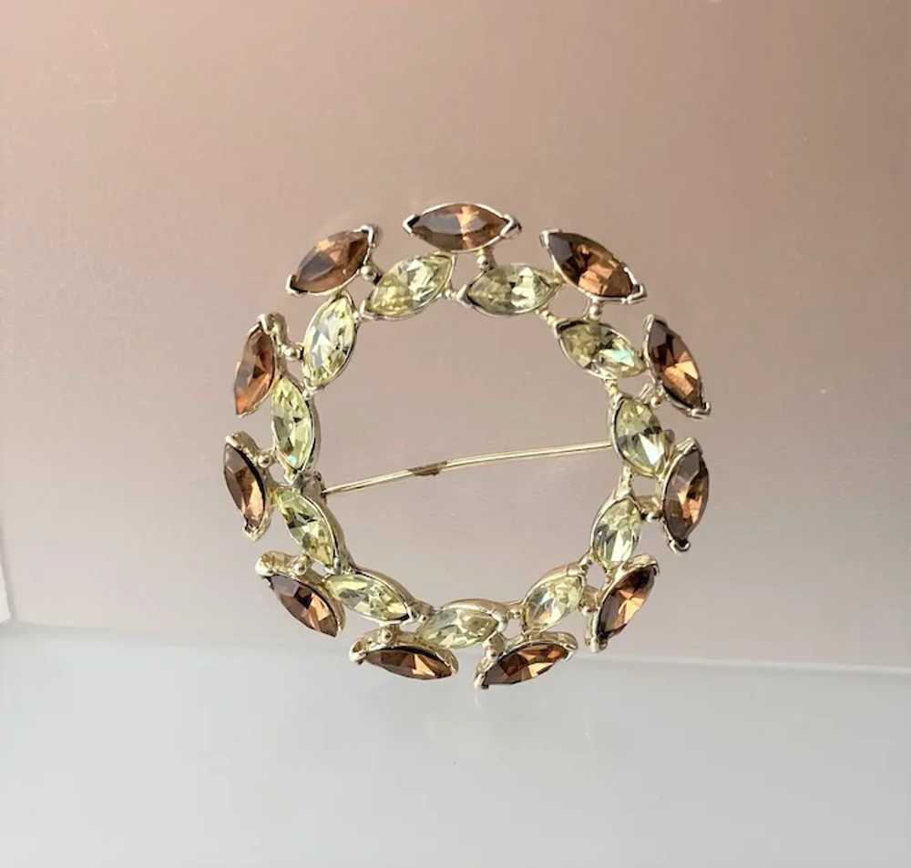 Topaz and Jonquil Marquis Rhinestones Eternity Pin - image 3