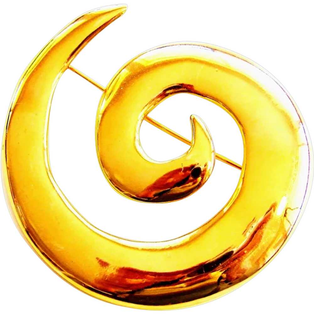 Gleaming GOLD-Tone MODERNIST Style "Swirl" Patter… - image 1