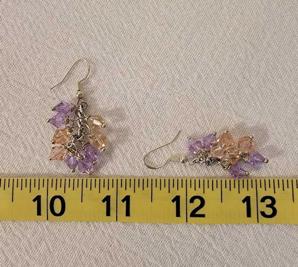 Light pink and purple crystal earrings on sterlin… - image 2