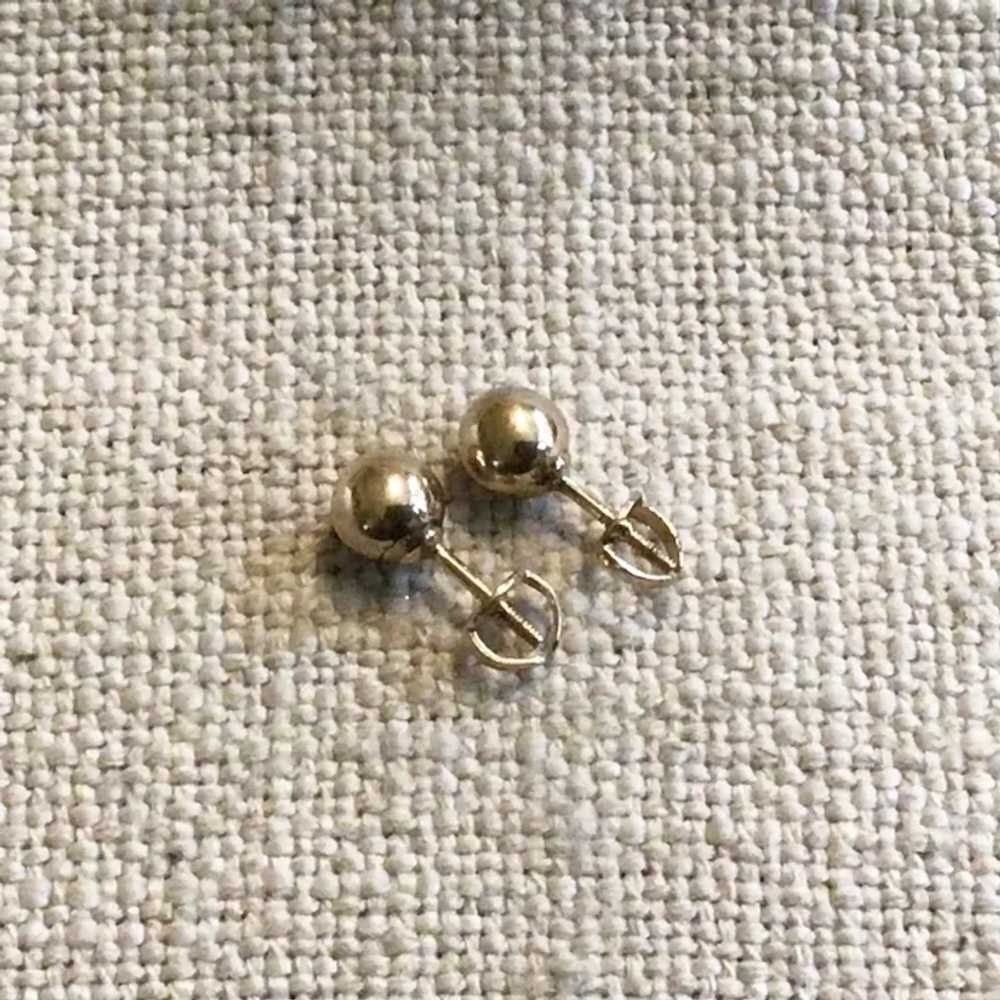 Gold Filled Screw Back Pierced Ball Earrings - image 4