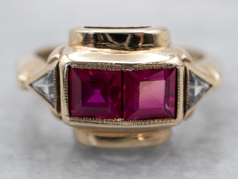 Original Vintage Synthetic Ruby and Synthetic Dia… - image 1