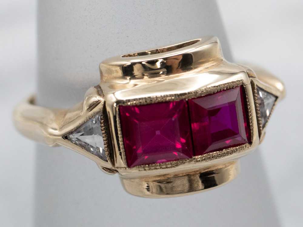 Original Vintage Synthetic Ruby and Synthetic Dia… - image 3