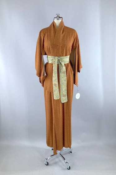 Vintage Cinnamon Floral Silk Kimono