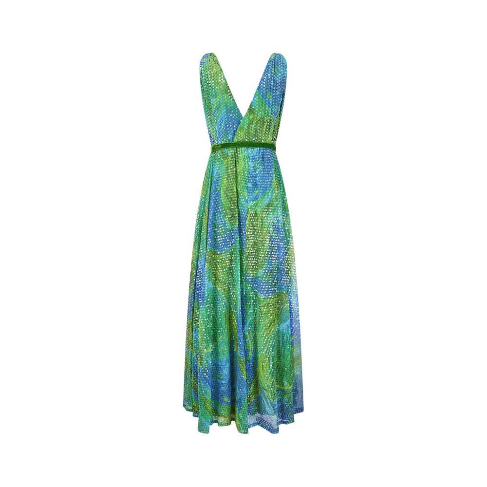 1960s William Travilla Green and Blue Sequin Dress - image 2