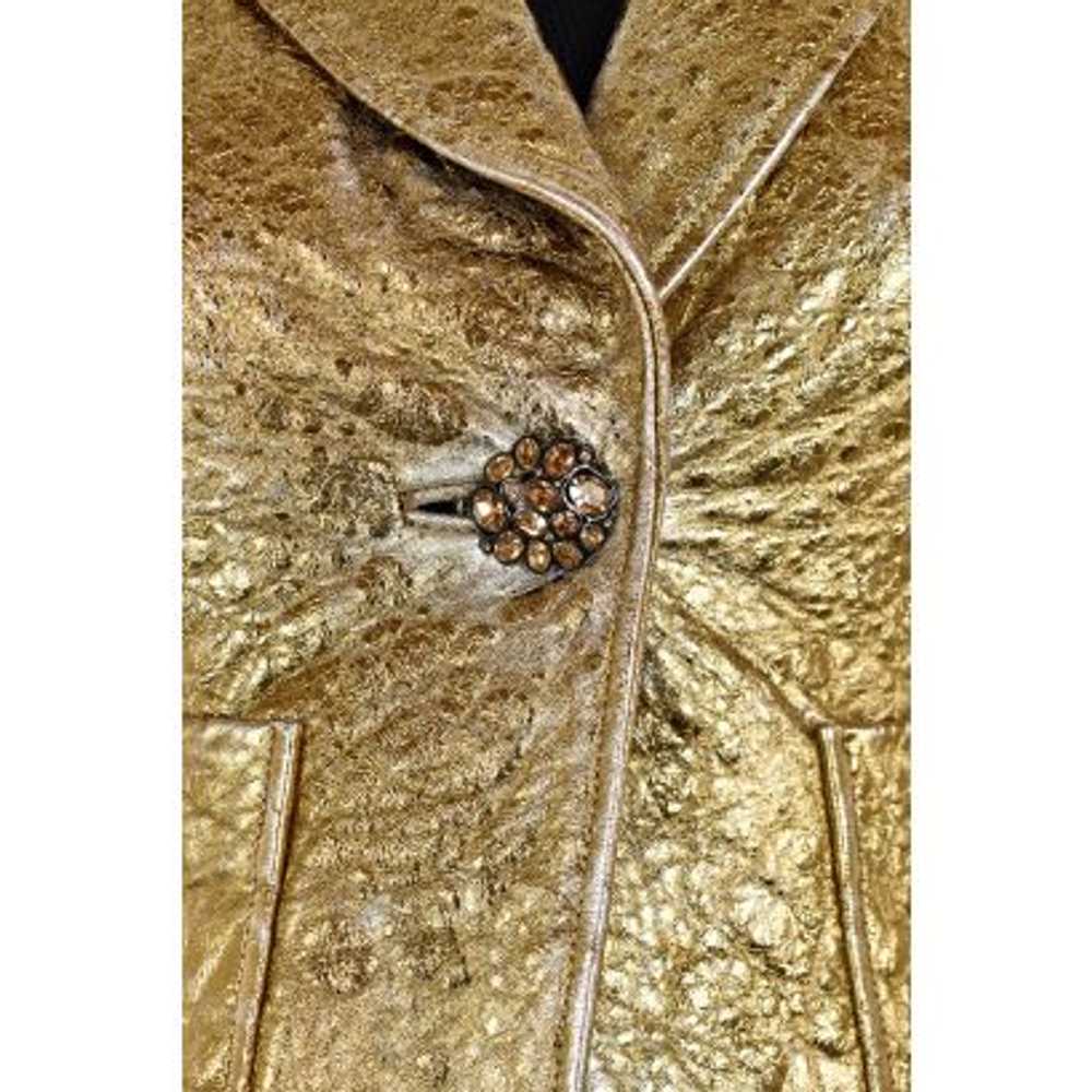 St. John Couture Leather Jacket in Gold / Silver … - image 2