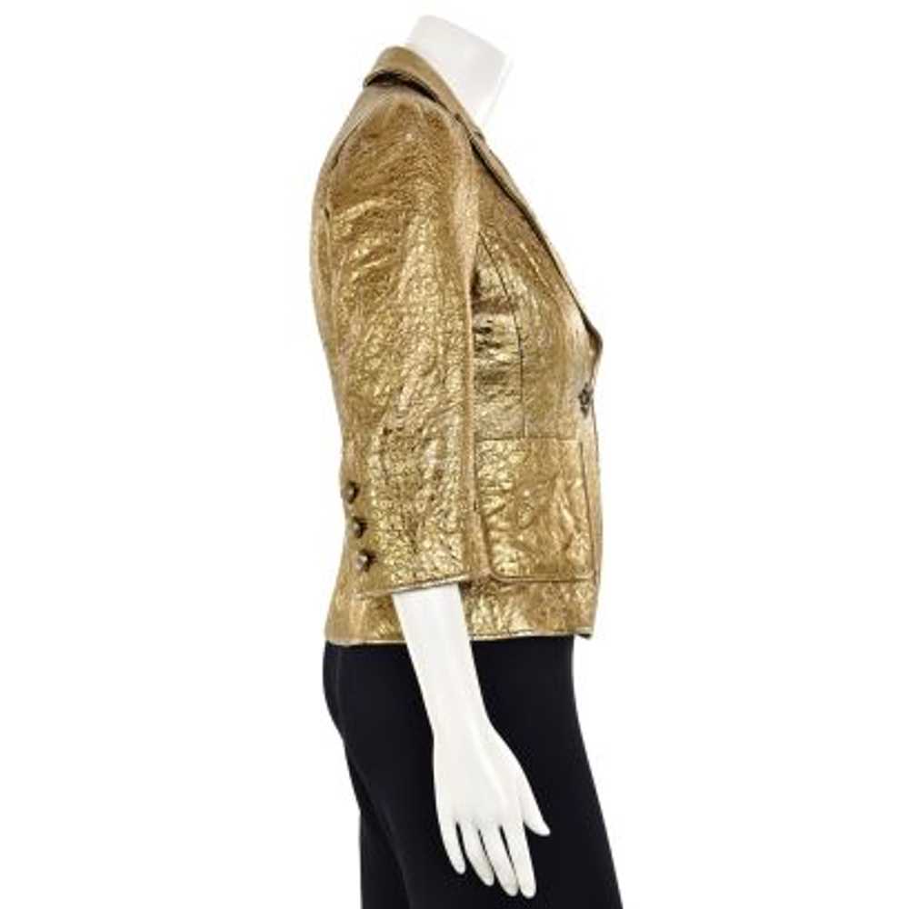 St. John Couture Leather Jacket in Gold / Silver … - image 6