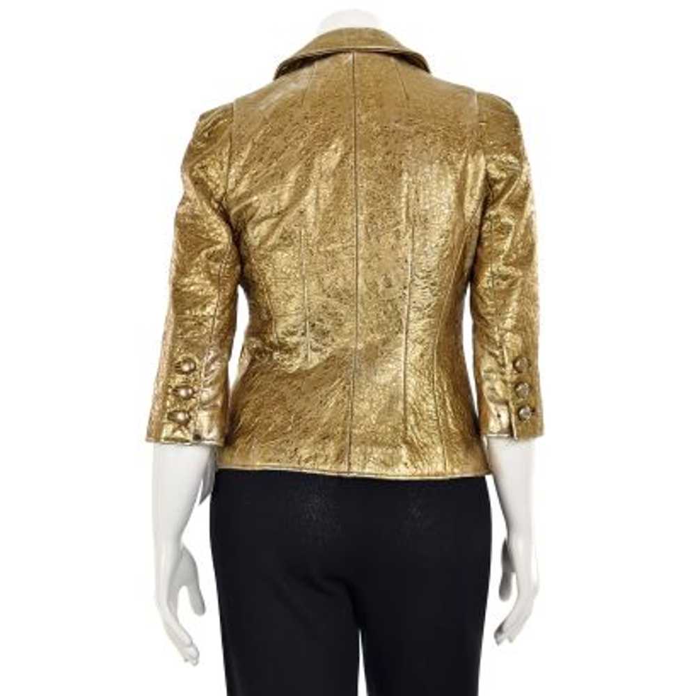 St. John Couture Leather Jacket in Gold / Silver … - image 7