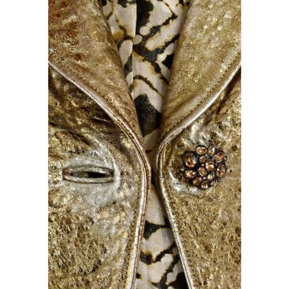 St. John Couture Leather Jacket in Gold / Silver … - image 9