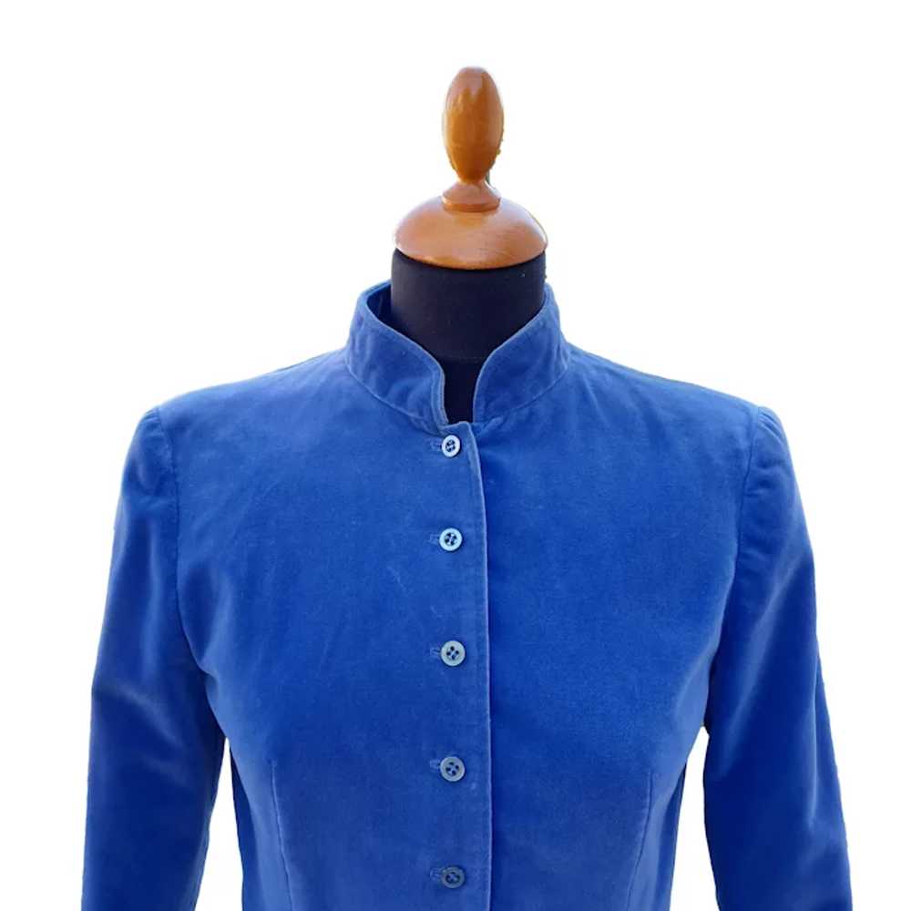 Woman's Blue Cotton Velvet Jacket | Long Sleeve J… - image 3