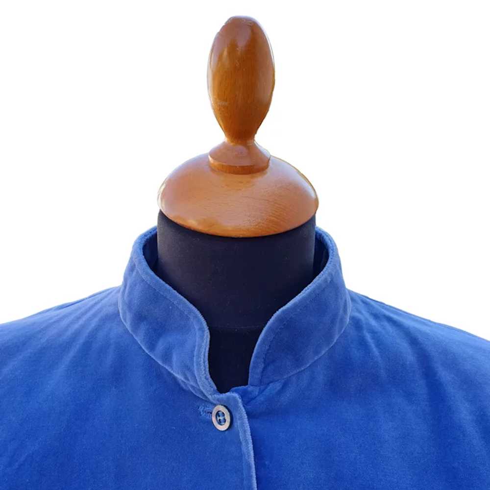 Woman's Blue Cotton Velvet Jacket | Long Sleeve J… - image 4