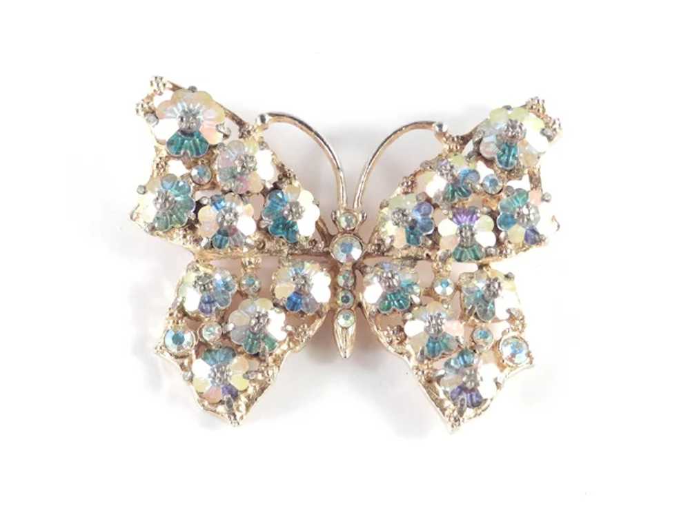 Weiss Margarita Rhinestone Butterfly Brooch Pin U… - image 4