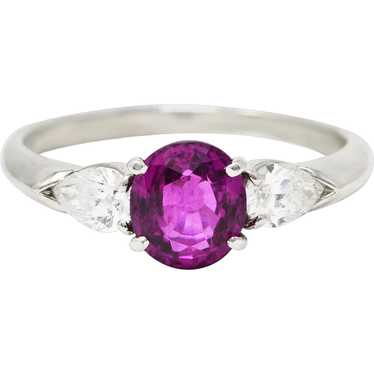 Contemporary 1.60 CTW Pink Sapphire Diamond Plati… - image 1