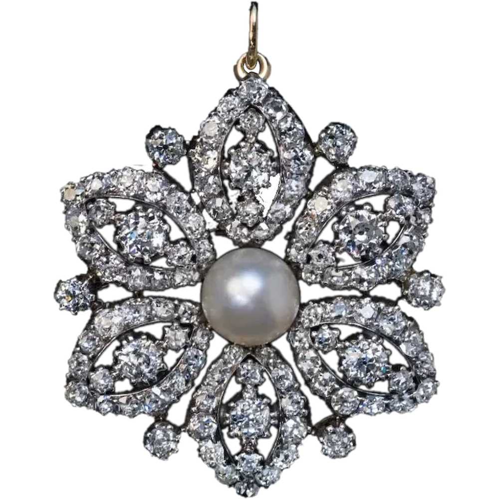 Antique Belle Epoque Pearl Diamond Convertible Br… - image 1