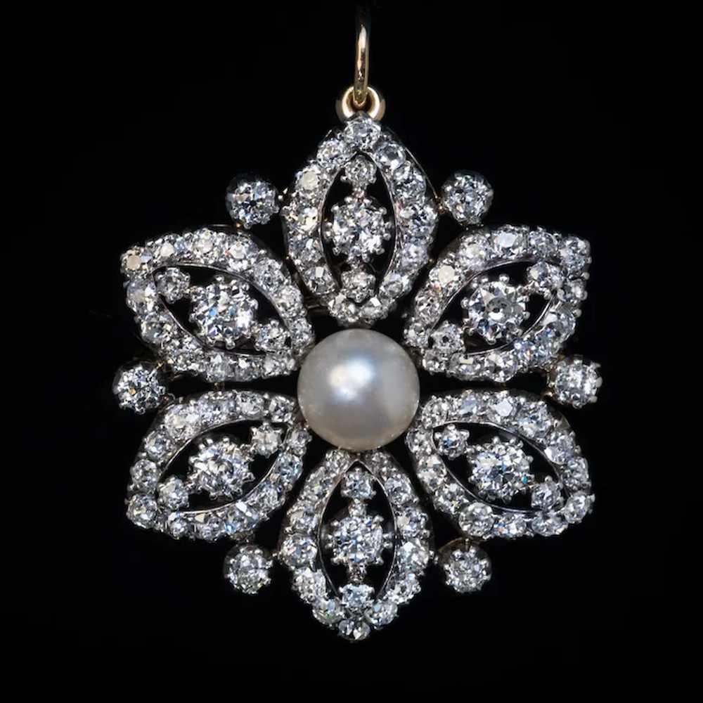 Antique Belle Epoque Pearl Diamond Convertible Br… - image 6