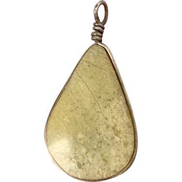 Sterling Teardrop Stone Pendant - image 1