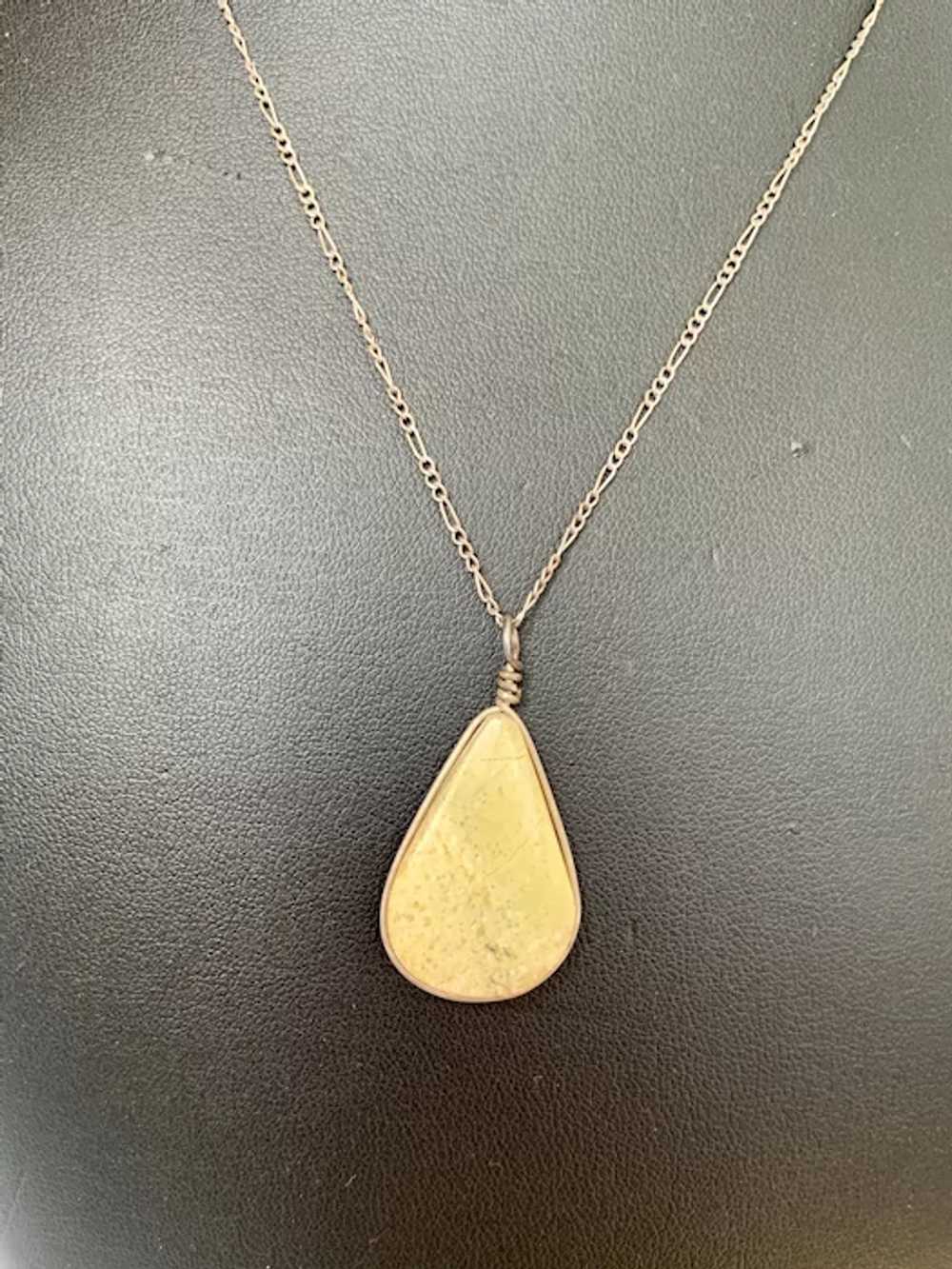 Sterling Teardrop Stone Pendant - image 2