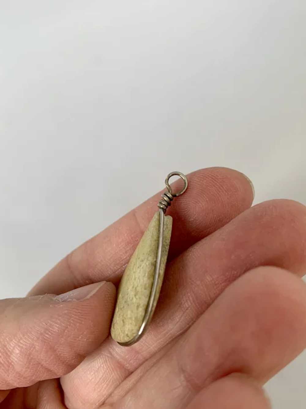 Sterling Teardrop Stone Pendant - image 3