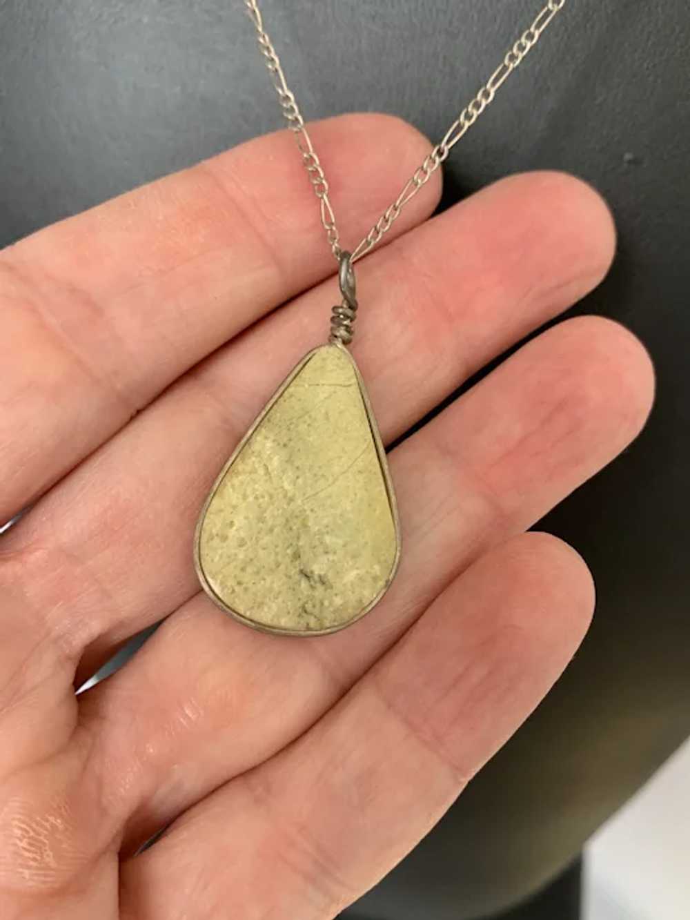 Sterling Teardrop Stone Pendant - image 8