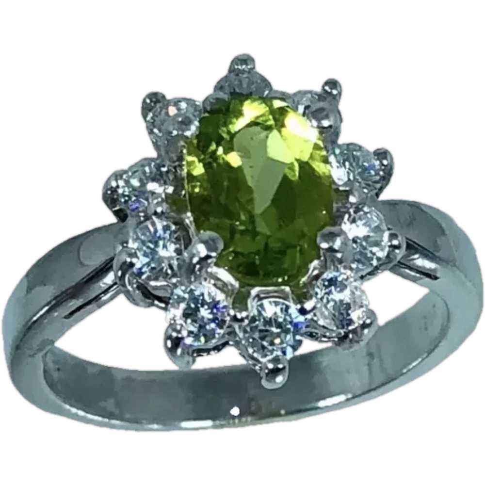 14k Peridot & Diamonds Hand Crafted Ring - image 1