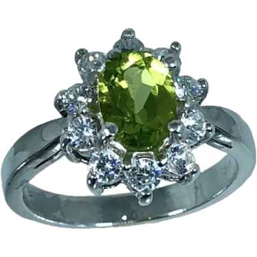 14k Peridot & Diamonds Hand Crafted Ring