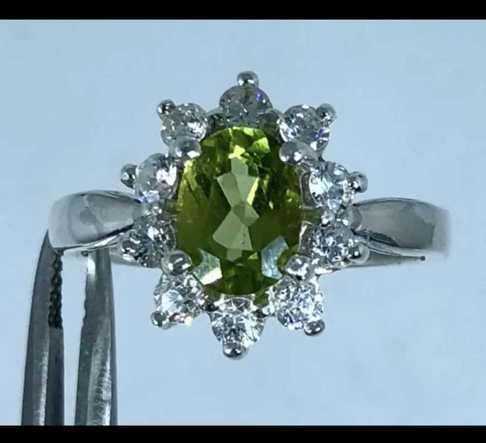 14k Peridot & Diamonds Hand Crafted Ring - image 2