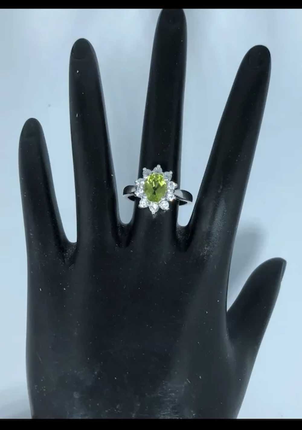 14k Peridot & Diamonds Hand Crafted Ring - image 4