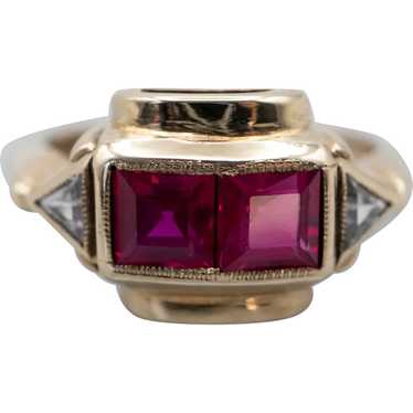 Original Vintage Synthetic Ruby and Synthetic Diam
