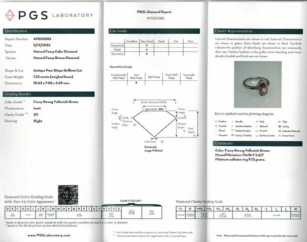 1.53 Ct Antique Fancy Color Diamond Platinum Enga… - image 6