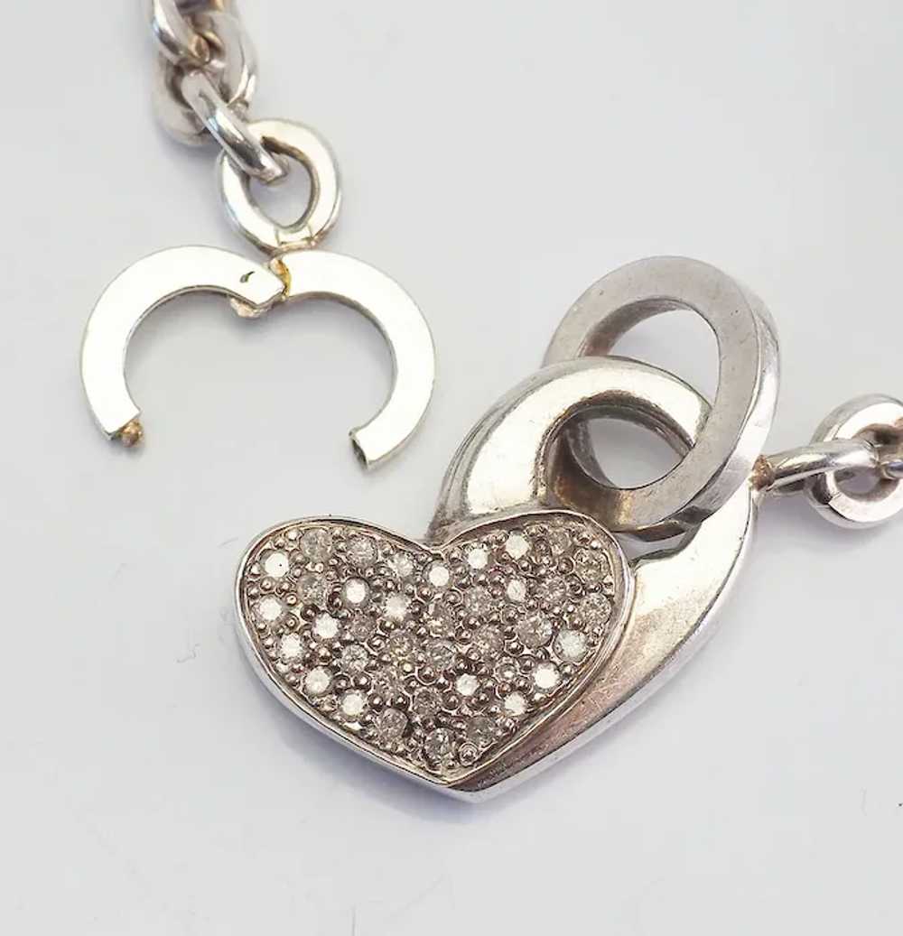 Unique handmade sterling silver diamonds heart Va… - image 4