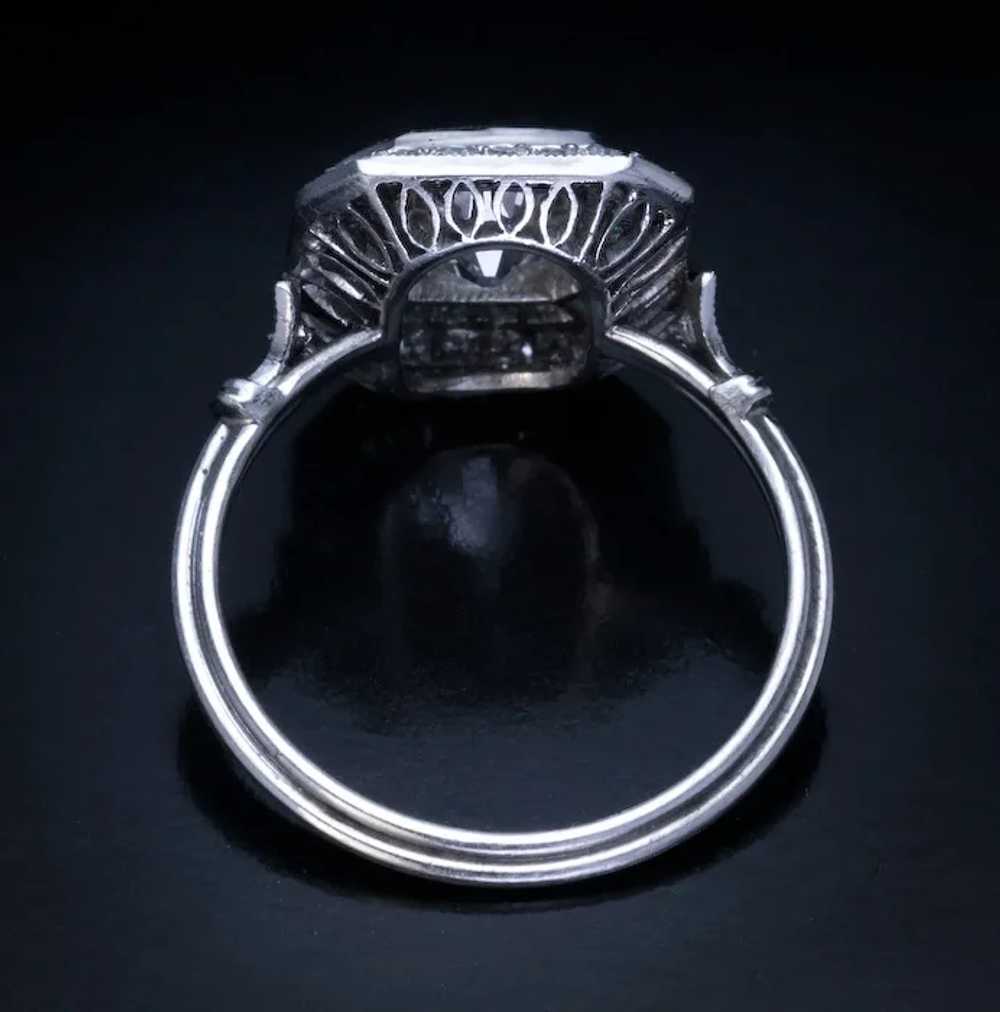 Art Deco Antique Diamond Emerald Engagement Ring - image 3