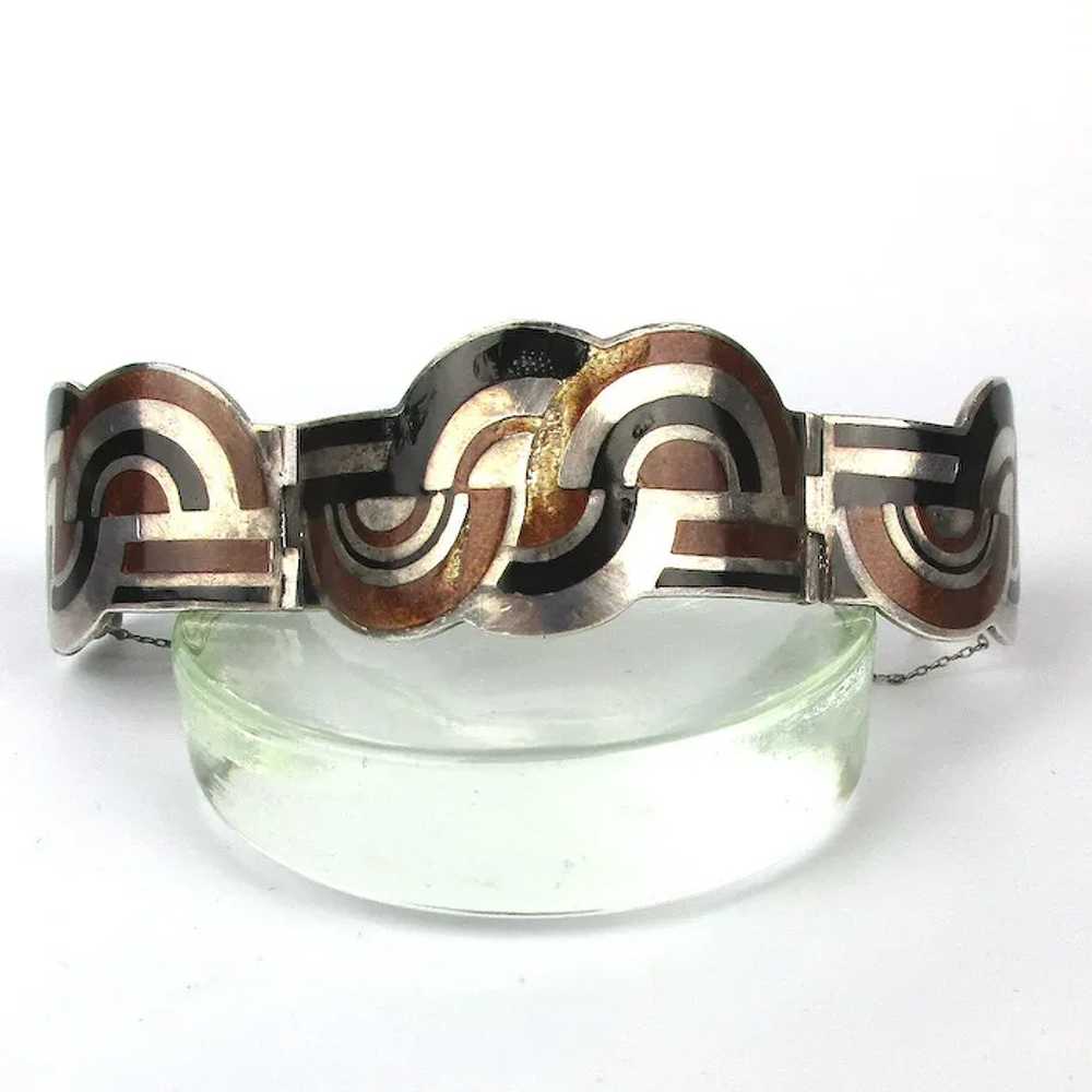 Margot de Taxco Mexican Enamel Sterling Silver Br… - image 4