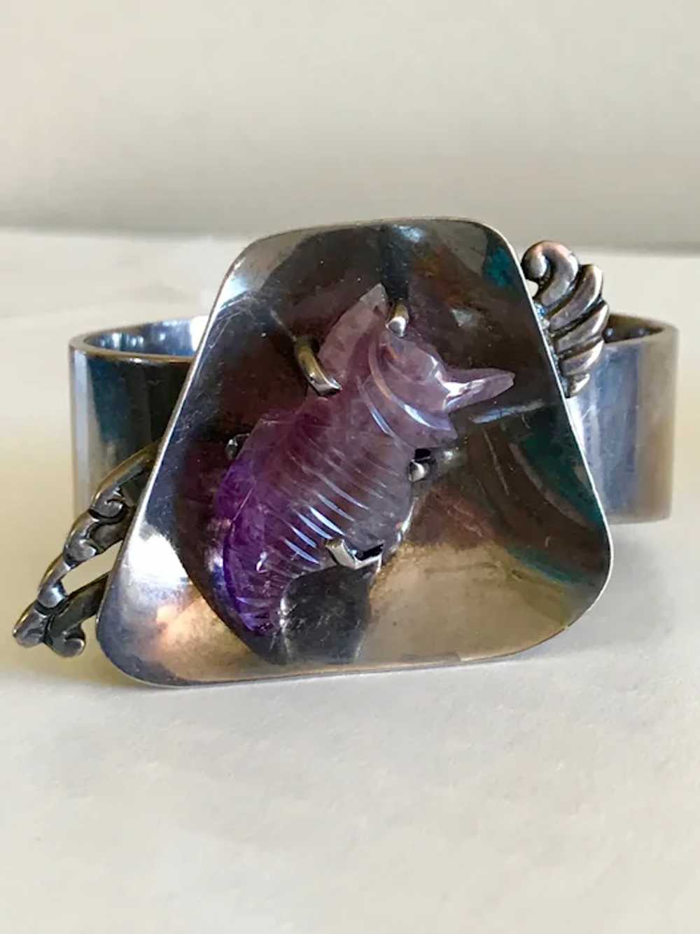Mid Century Modern Mexican Silver Seahorse Bracel… - image 11