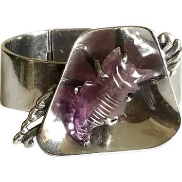 Mid Century Modern Mexican Silver Seahorse Bracel… - image 1