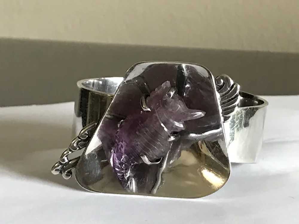 Mid Century Modern Mexican Silver Seahorse Bracel… - image 8