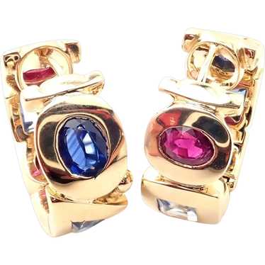 Authentic! Chanel 18k Yellow Gold Sapphire Ruby Ho