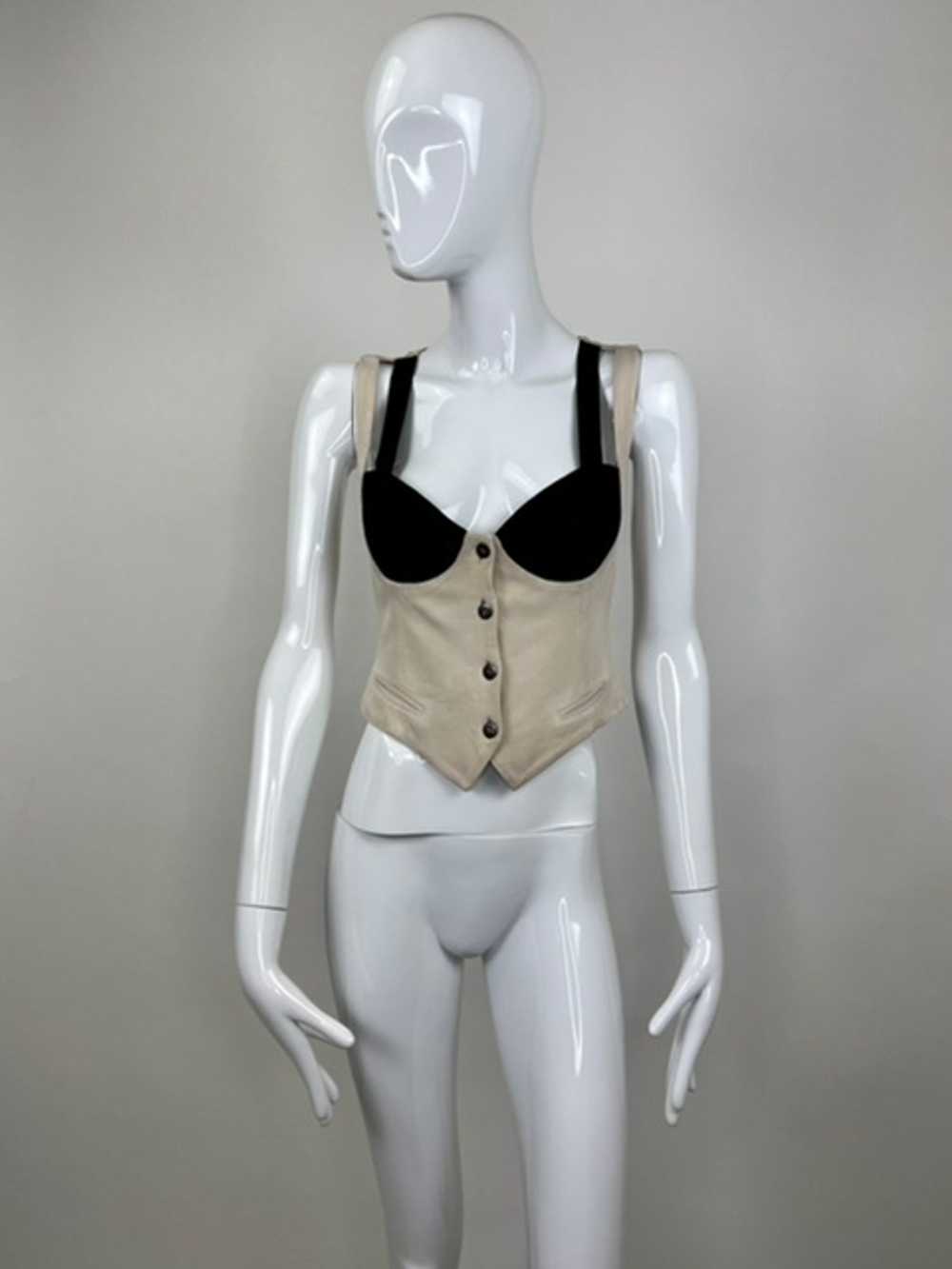 Ozbek Black Bra Cup Tailored Waistcoat Bustier - image 1