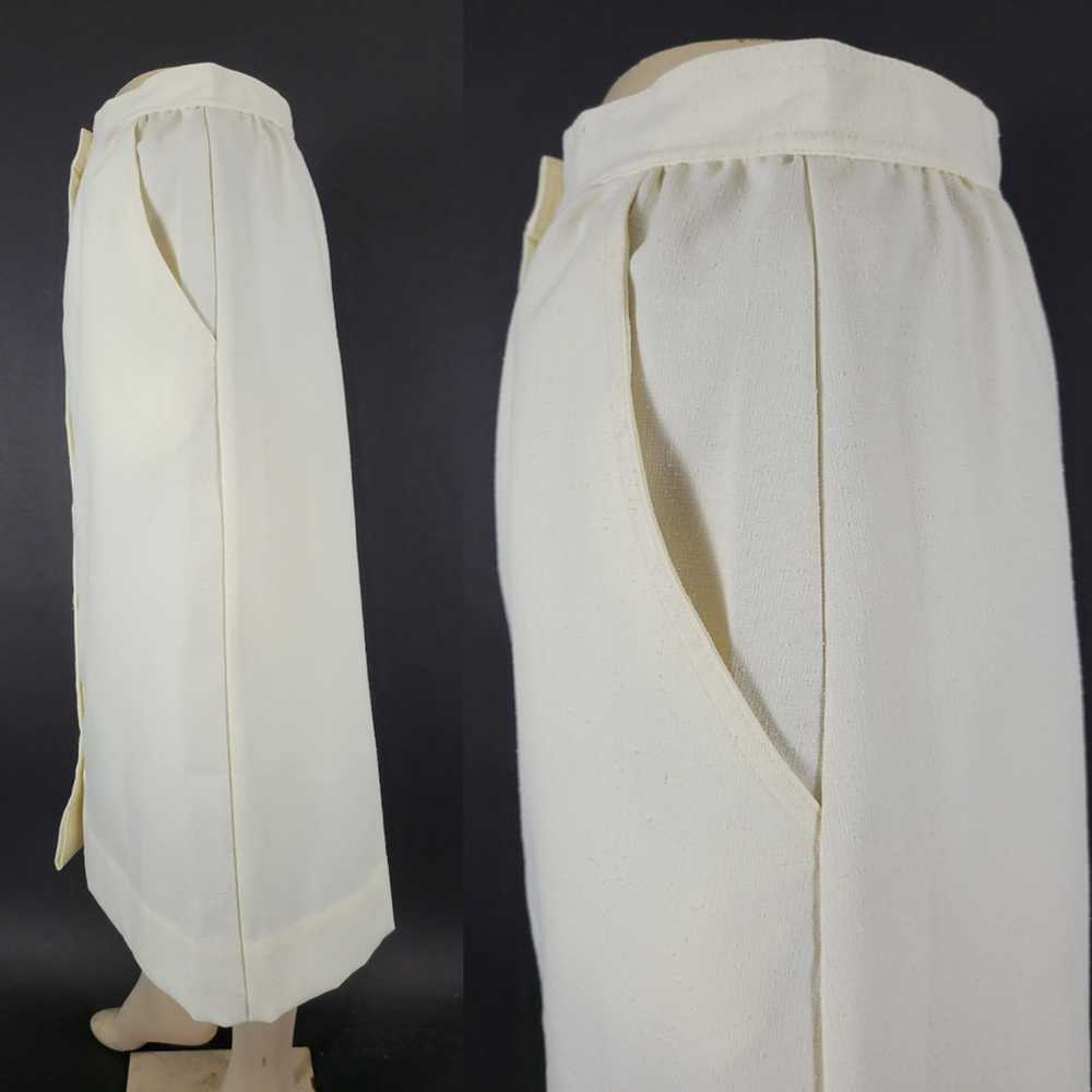 70s/80s Cream Button Front A-Line Skirt - image 9
