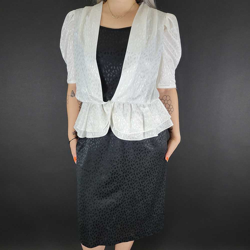 80s Dresswear Black And White Peplum Dress - image 1