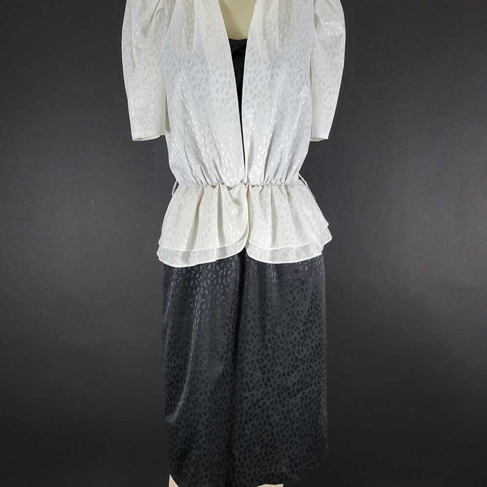 80s Dresswear Black And White Peplum Dress - image 2