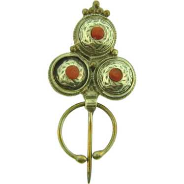 Antique Celtic Style Penannular Silver Bronze Pin Pendant Clasp
