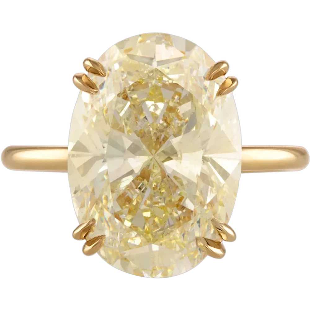 GIA 7.14ctw Canary Estate Oval Diamond Solitaire … - image 1
