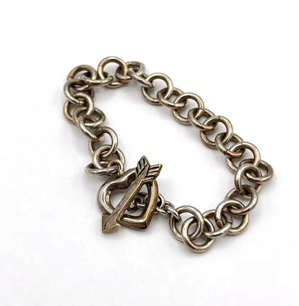 Heart & Arrow Toggle Clasp Bracelet - Sterling Si… - image 2
